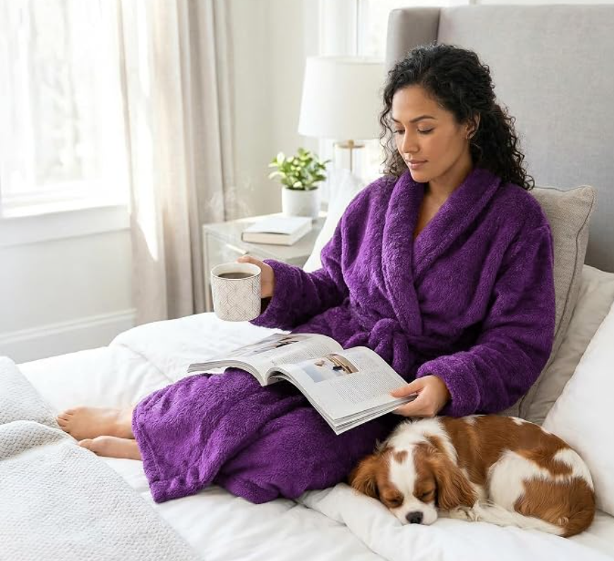 Women’s Plush Sherpa Robe | Soft Warm Fleece Bathrobe